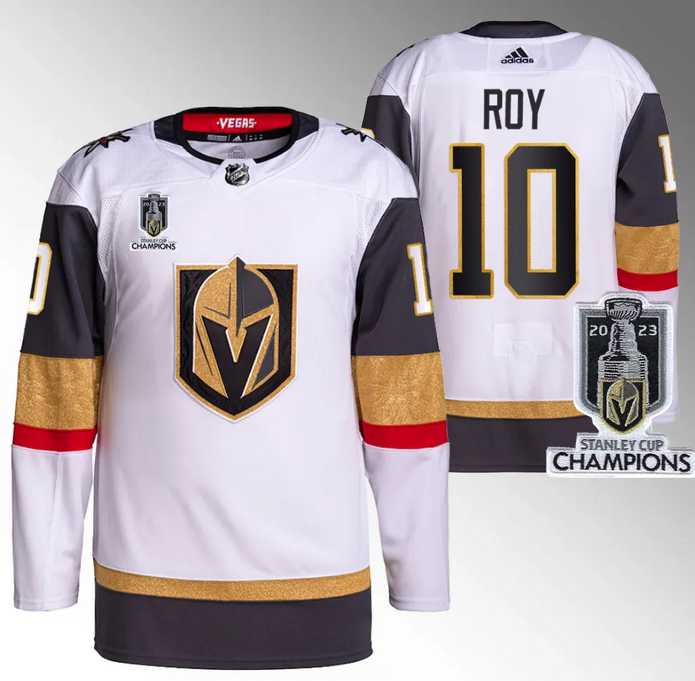 Men%27s Vegas Golden Knights #10 Nicolas Roy White 2023 Stanley Cup Champions Stitched Jersey->vegas golden knights->NHL Jersey